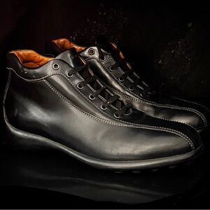 TOD’s Midnight Black Ankle Boots Deep Gloss Leather Luxury lace-up Boots